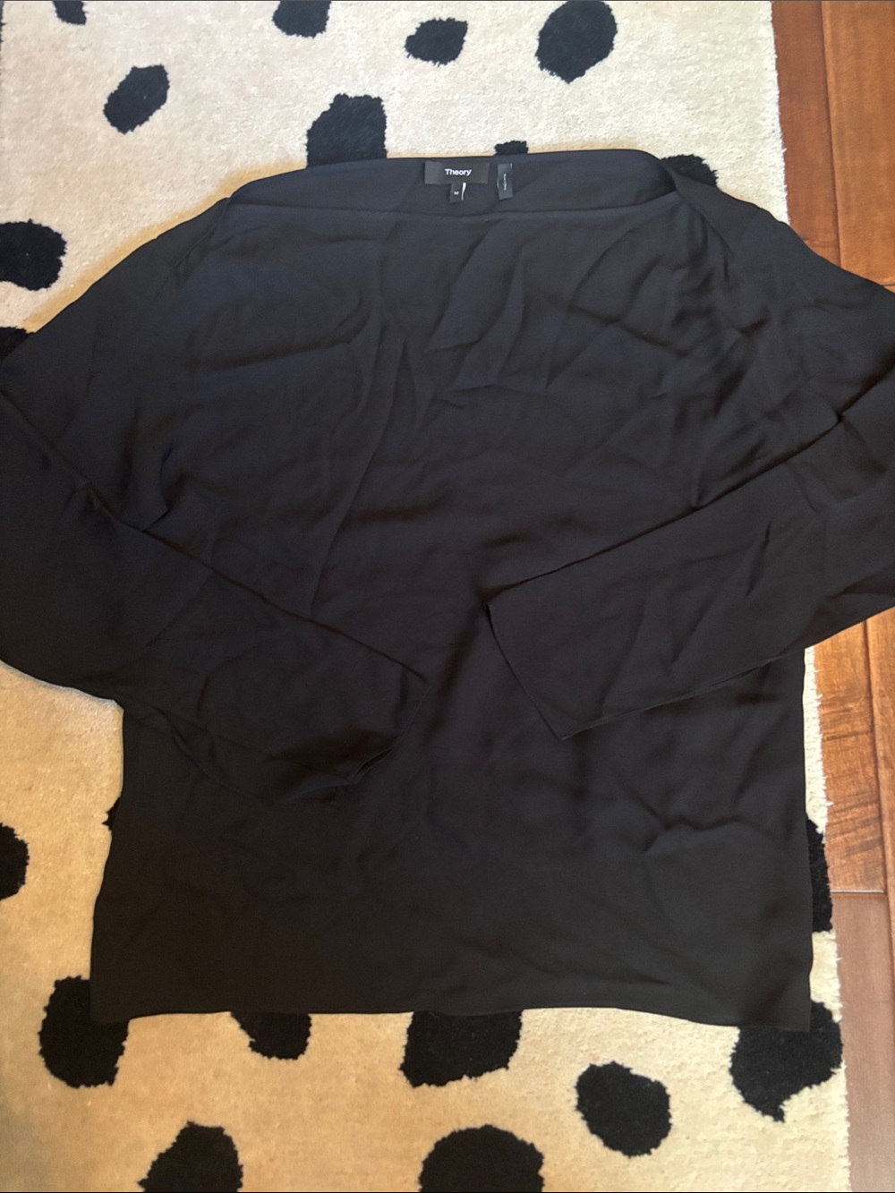 Theory 100% silk boatneck black blouse